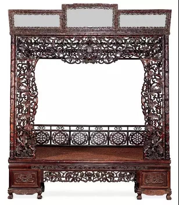 清 紅木竹節架子床