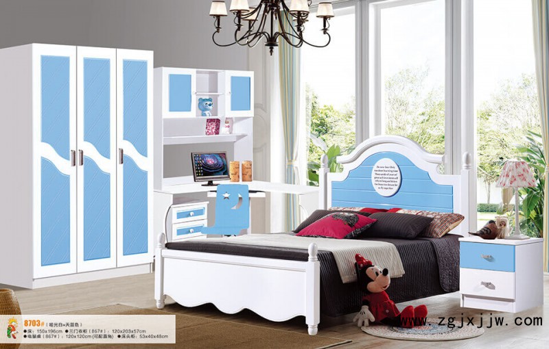 富利雅青少年小美韓式套房8703#(啞光白+天藍色)