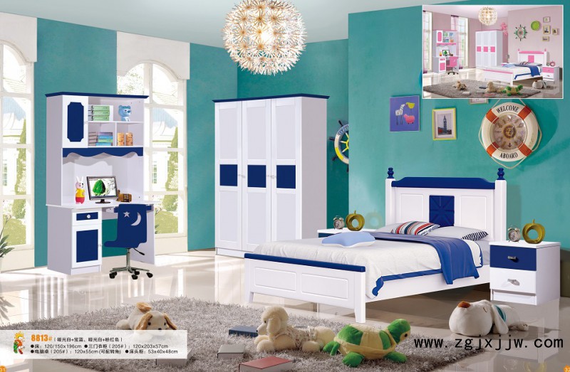 富利雅青少年小美韓式套房8813#(啞光白+寶藍)