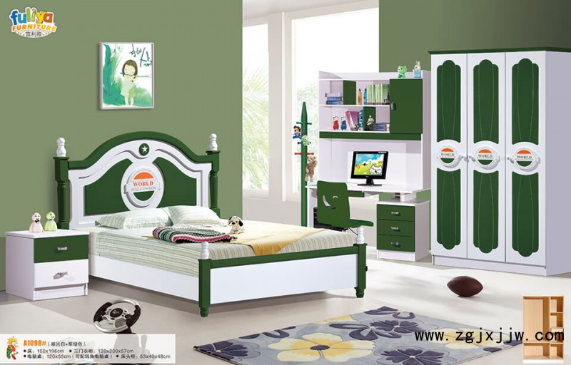 富利雅青少年小美韓式套房A1098#(啞光白+軍綠色)