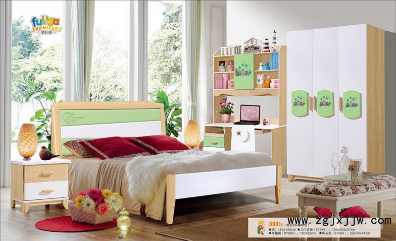 富利雅青少年北歐實(shí)木套房8901#(啞光白+墨綠色)