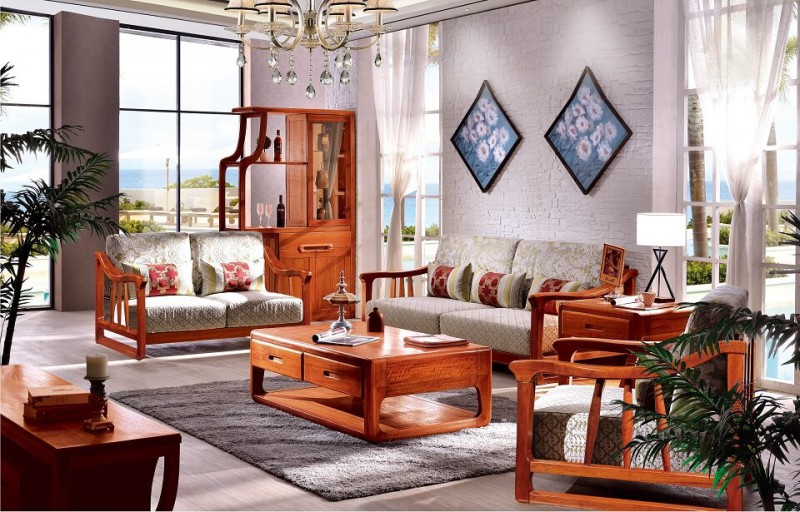 友億佳金絲檀木沙發（1+2+3）9803#