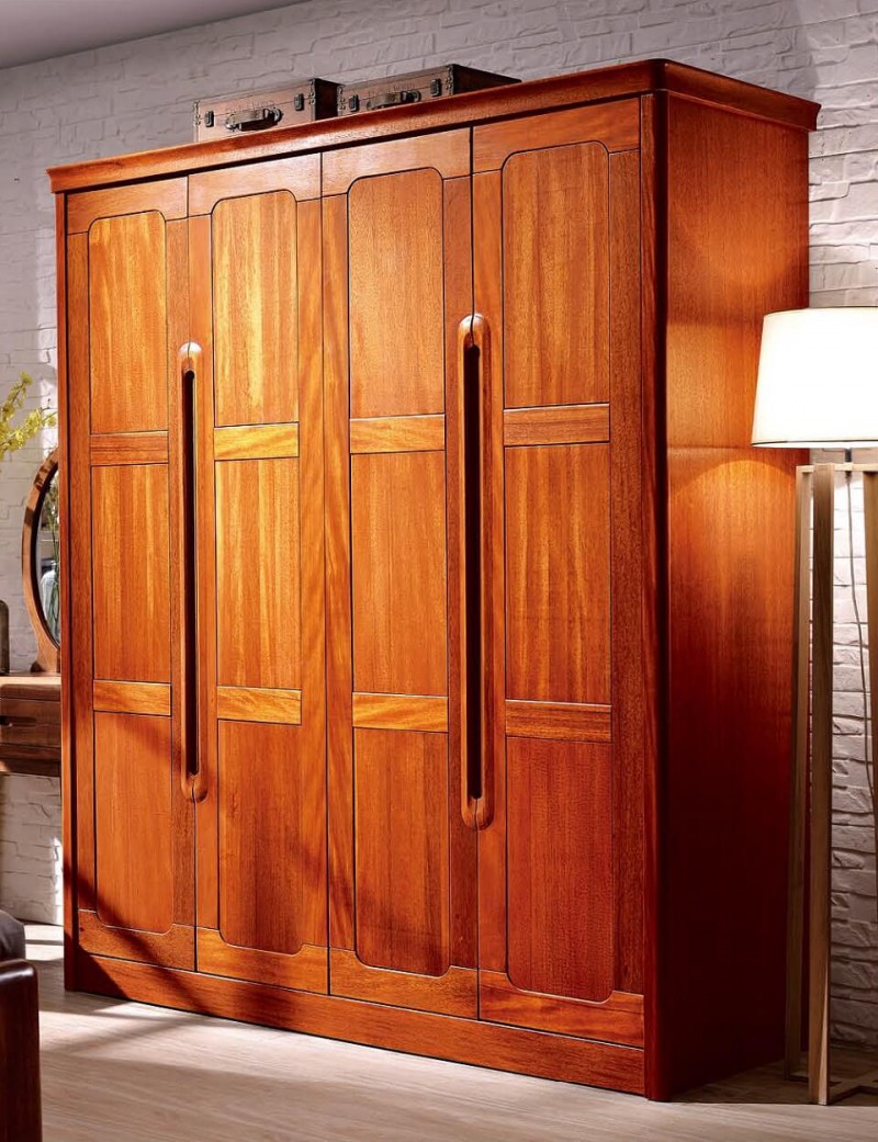 友億佳金絲檀木四門衣柜8202#-15540