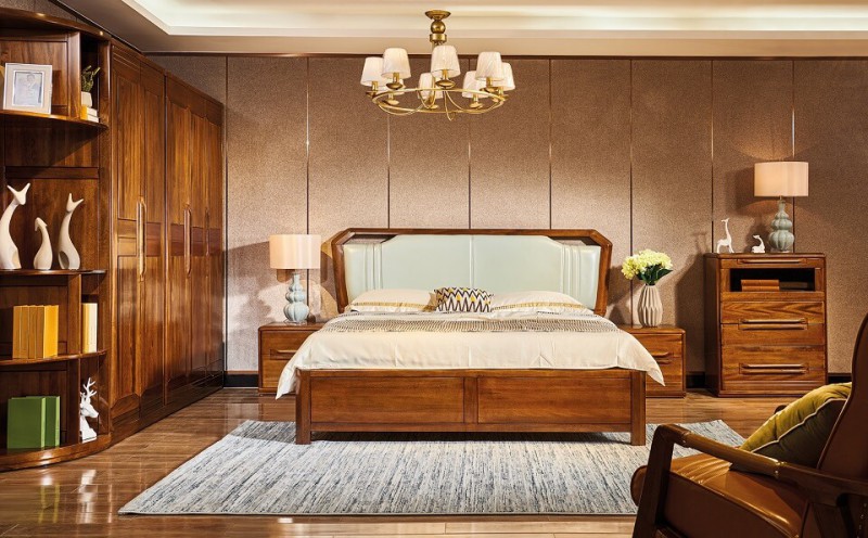 誰最美新德式金絲檀木大床8101#