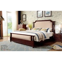 木佰創(chuàng)美式家具：胡桃色美式壓紋床068#（納米皮）