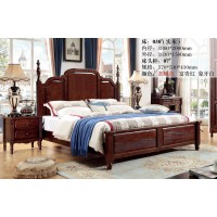 木佰創美式家具：胡桃色美式壓紋床038#（實木）