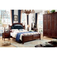 木佰創(chuàng)美式家具：胡桃色美式壓紋床039#（油蠟皮）