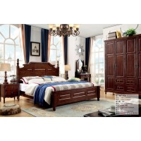 木佰創(chuàng)美式家具：胡桃色美式壓紋床061#（實(shí)木）