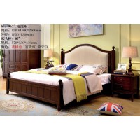木佰創(chuàng)美式家具：胡桃色美式壓紋床062#（免洗布）