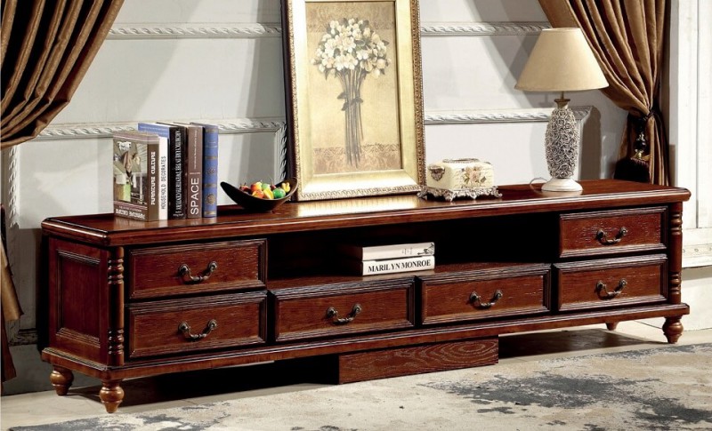 胡桃色美式壓紋電視柜A658#