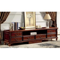 木佰創美式家具：胡桃色美式壓紋電視柜A658#