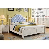 木佰創美式家具：象牙白美式壓紋床021#（天藍色）