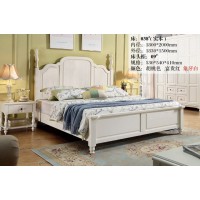 木佰創美式家具：象牙白美式壓紋床038#（實木）