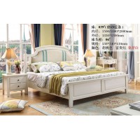 木佰創美式家具：象牙白美式壓紋床039#（磨砂藍條）