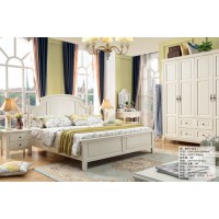 木佰創美式家具：象牙白美式壓紋床039#（實木）