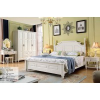 木佰創美式家具：象牙白美式壓紋床061#（實木）