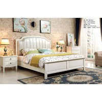 木佰創美式家具：象牙白美式壓紋床071#（粒子紋）