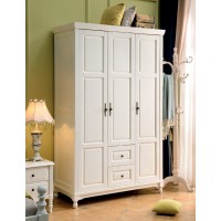木佰創(chuàng)美式家具：象牙白美式壓紋三開(kāi)門衣柜01#