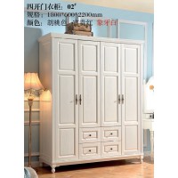 木佰創(chuàng)美式家具：象牙白美式壓紋四開(kāi)門衣柜02#