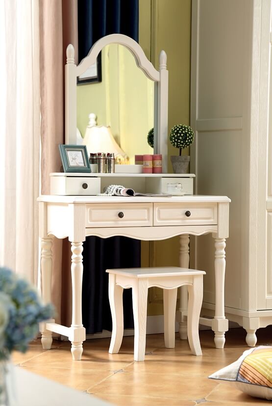 象牙白美式壓紋妝臺03#