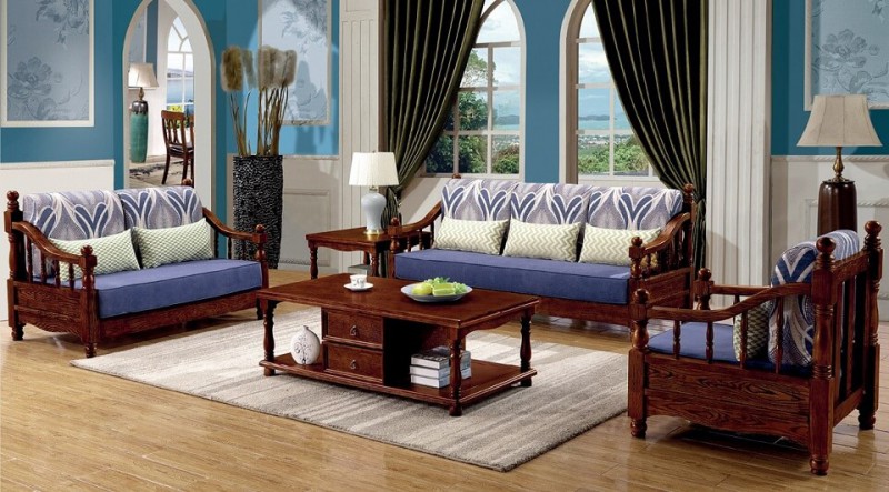 胡桃色美式壓紋沙發A8810#（1+2+3）