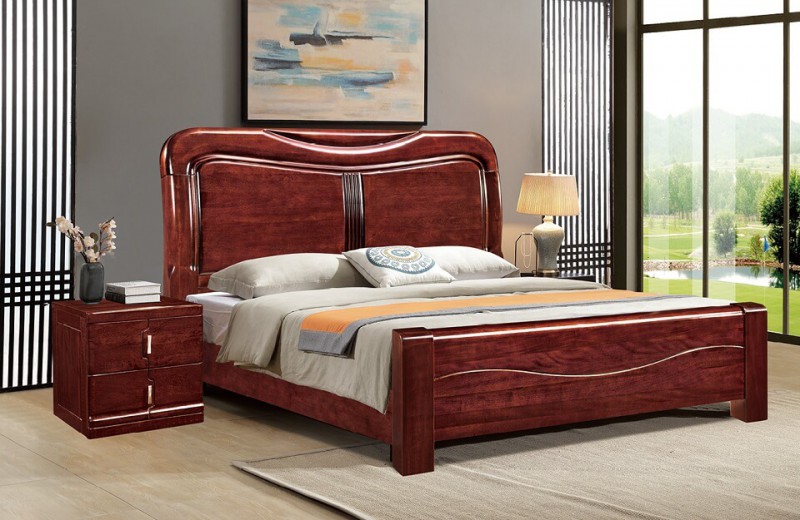 友億佳金絲檀木大床C620#（紫金檀色）