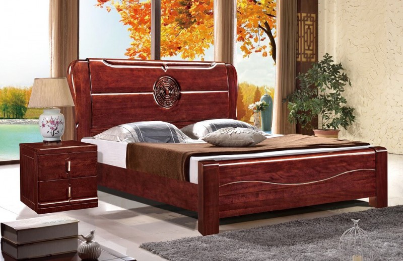 友億佳金絲檀木大床1923#（紫金檀色）