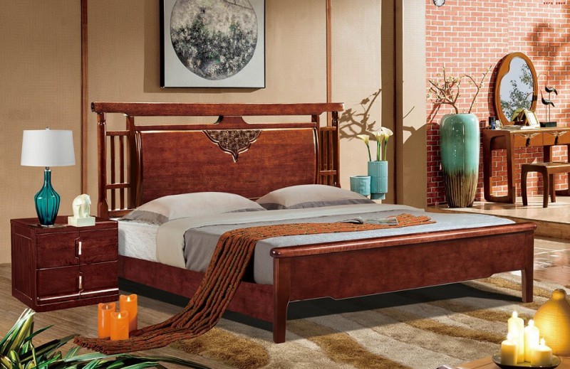 友億佳金絲檀木大床5196#（紫金檀色）