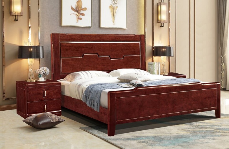友億佳金絲檀木大床1906#（紫金檀色）