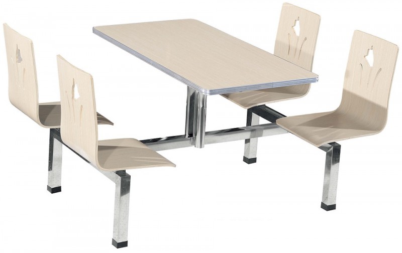 四位不銹鋼曲木靠背餐桌ZY38