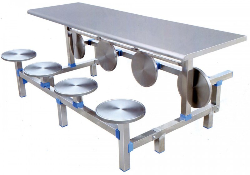 八位不銹鋼圓凳翻轉餐桌ZY32