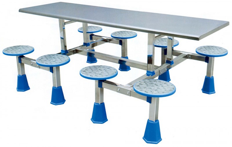 八位不銹鋼圓凳分體餐桌ZY28