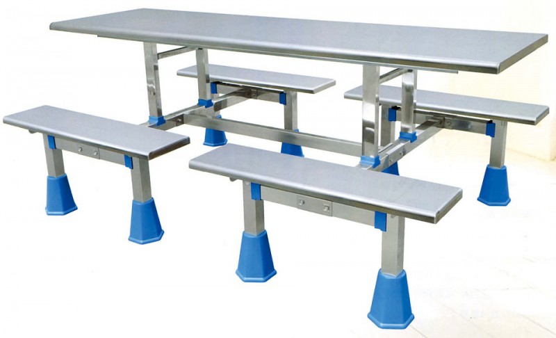 八位不銹鋼條凳連體餐桌ZY27