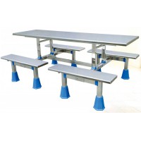 八位不銹鋼條凳連體餐桌ZY27