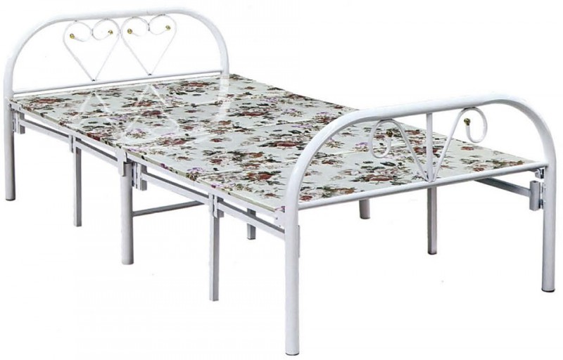 白色普通四折（38圓加固）折疊床ZY22