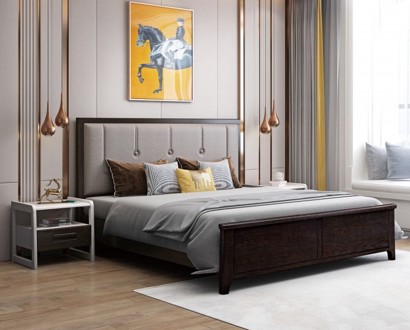 宣輝家具床XH832#01（黑紫檀+灰色）