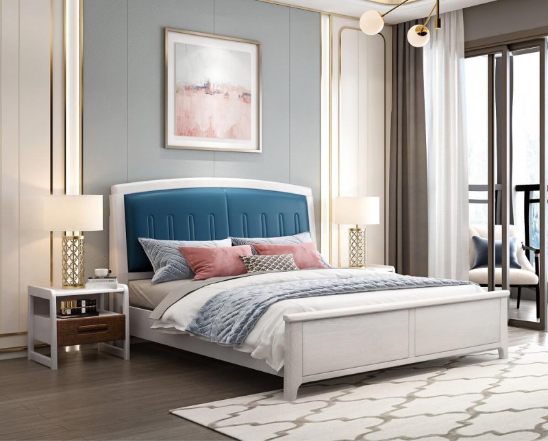 宣輝家具床XH836#（米白色+深藍色）