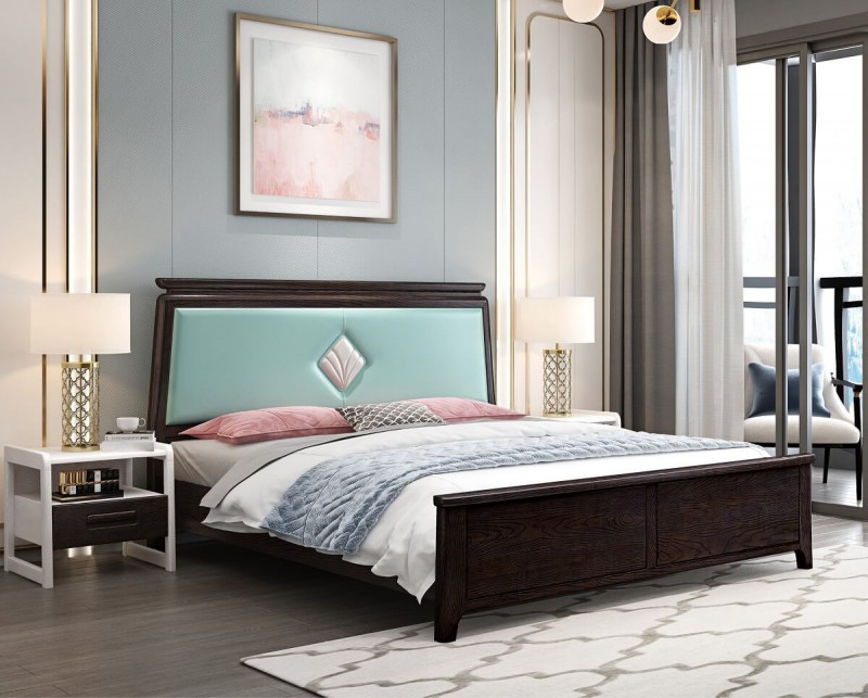 宣輝家具床XH831#02（黑紫檀+朦朧綠）