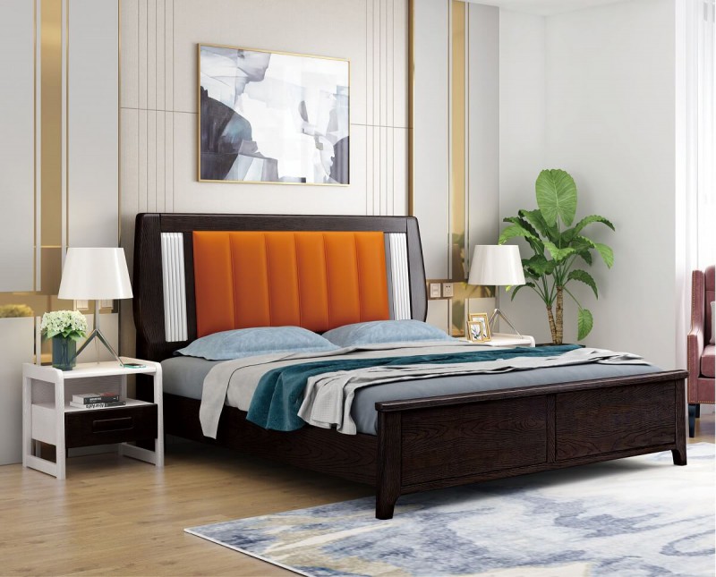 宣輝家具床XH838#（黑紫檀+橙色）