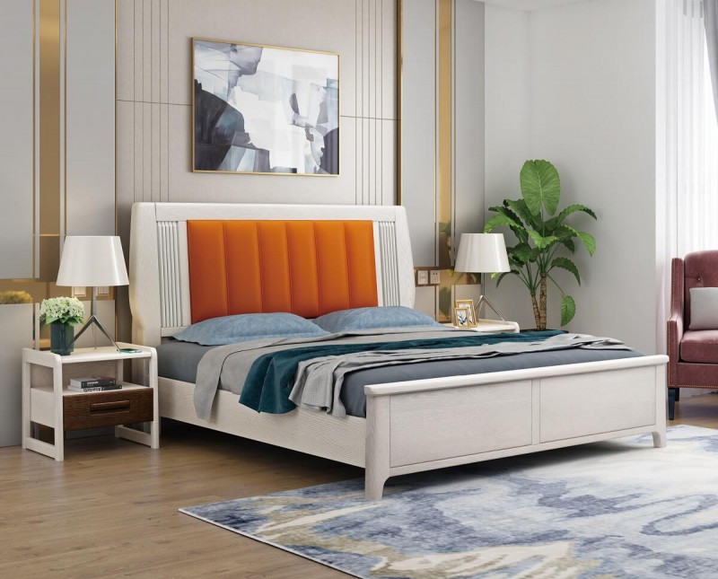 宣輝家具床XH838#（米白色+橙色）