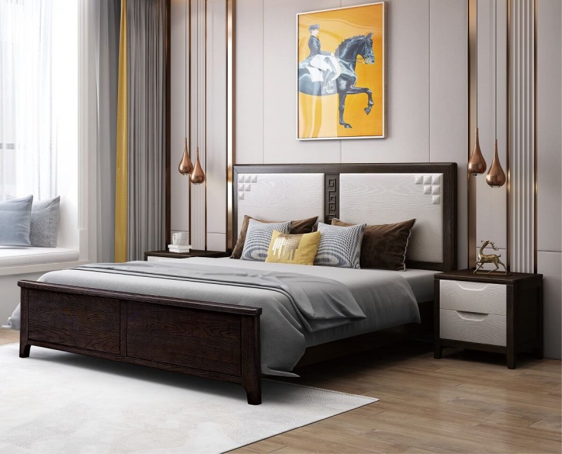 宣輝家具床XH822#（黑紫檀+米白色）