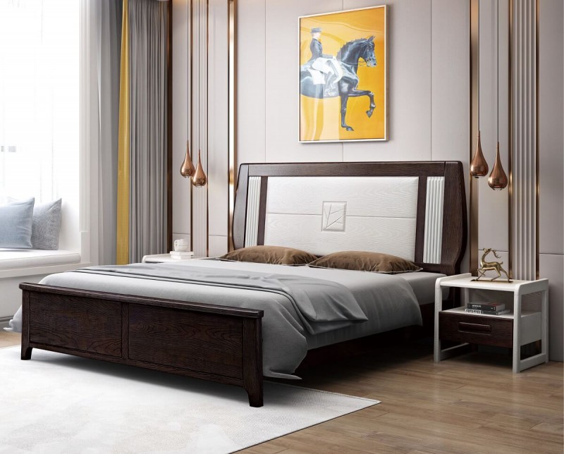 宣輝家具床XH828#（黑紫檀+米白色）