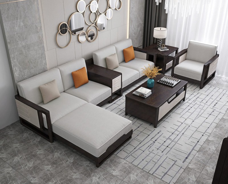 宣輝家具沙發XHK001#（黑紫檀+米白色）