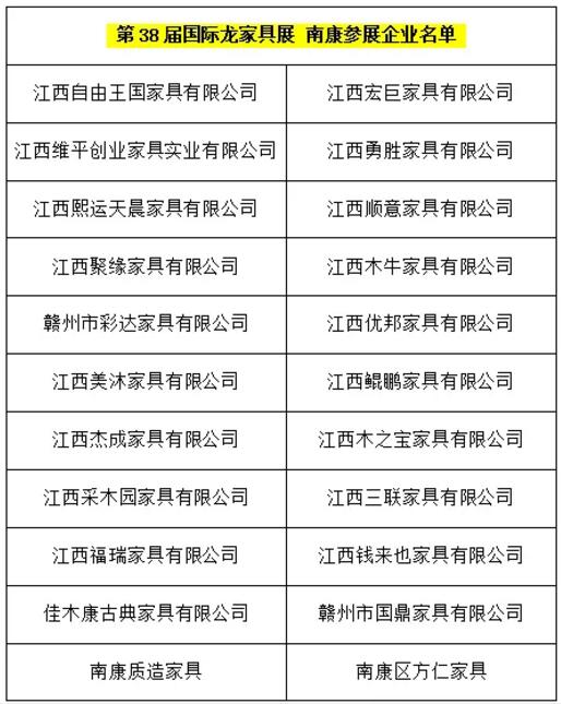 22家南康家具企業(yè)登展第38屆國際龍家具展覽會