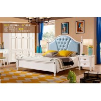 潤潼新美式家具9010#大床（淺藍）