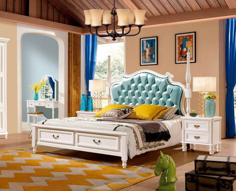 潤潼新美式家具1885#大床（淺綠）