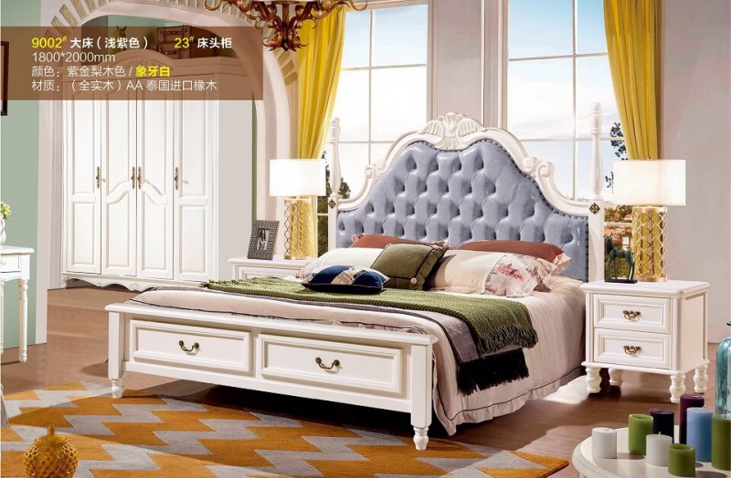潤潼新美式家具9002#大床（淺紫色）