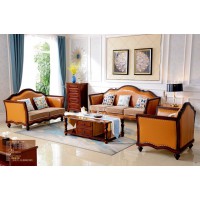 潤潼新美式家具286#1+2+3沙發(fā)（橘黃）