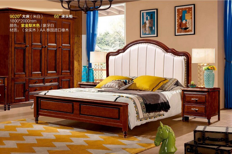 潤潼新美式家具9020#大床（米白）