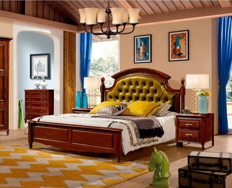 潤潼新美式家具1851#大床（橄欖綠）